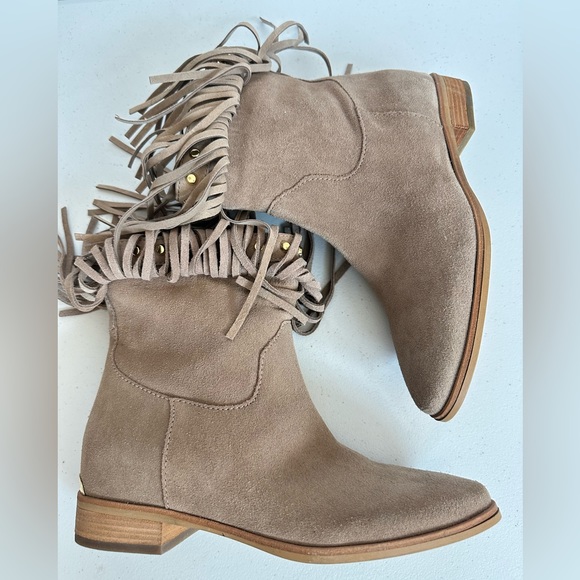 Michael Kors Billy taupe studded fringe booties 7.5 - Picture 7 of 15